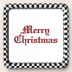 Merry Christmas Checker Flag Square Onderzetters