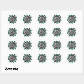 Merry Christmas Cherries & Holly Envelope Seal Ronde Sticker (Vel)