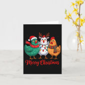 Merry Christmas Chicken Farmer Animal Santa Hat Xm Kaart (Gele Bloem)