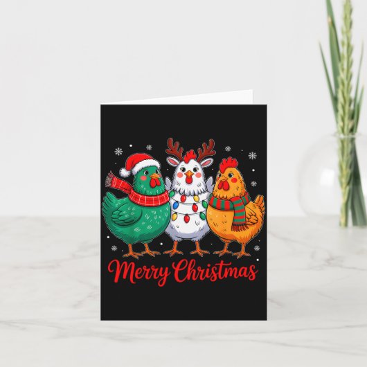 Merry Christmas Chicken Farmer Animal Santa Hat Xm Kaart (Voorkant)