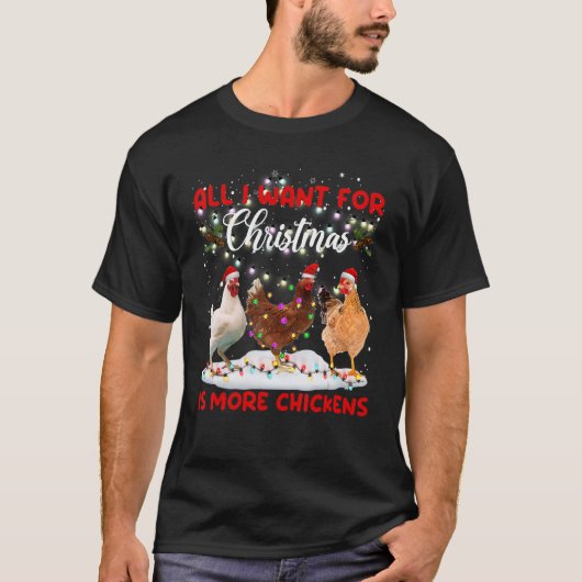 Merry Christmas Chicken  Santa Hat Lights Xmas T-shirt (Voorkant)