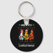 Merry Christmas Chickens Santa Xmas Farming Men Wo Sleutelhanger (Voorkant)