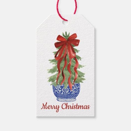 Merry Christmas Chinoiserie Gift Label Cadeaulabel (Voorkant)