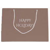 Merry Christmas Choc Bruin 9C7F74 Grote Gift Bag Groot Cadeauzakje (Voorkant)