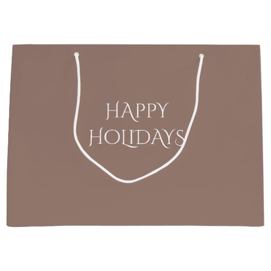 Merry Christmas Choc Bruin 9C7F74 Grote Gift Bag Groot Cadeauzakje (Voorkant)