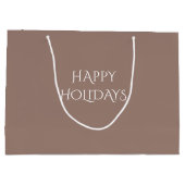 Merry Christmas Choc Bruin 9C7F74 Grote Gift Bag Groot Cadeauzakje (Achterkant)