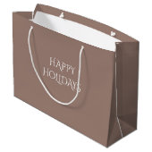 Merry Christmas Choc Bruin 9C7F74 Grote Gift Bag Groot Cadeauzakje (Achterkant Gekanteld)