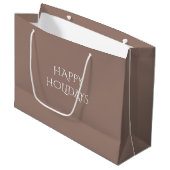 Merry Christmas Choc Bruin 9C7F74 Grote Gift Bag Groot Cadeauzakje (Voorkant Gekanteld)