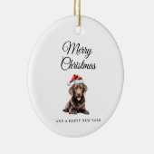Merry Christmas Chocolate Lab keramisch ornament (Rechts)