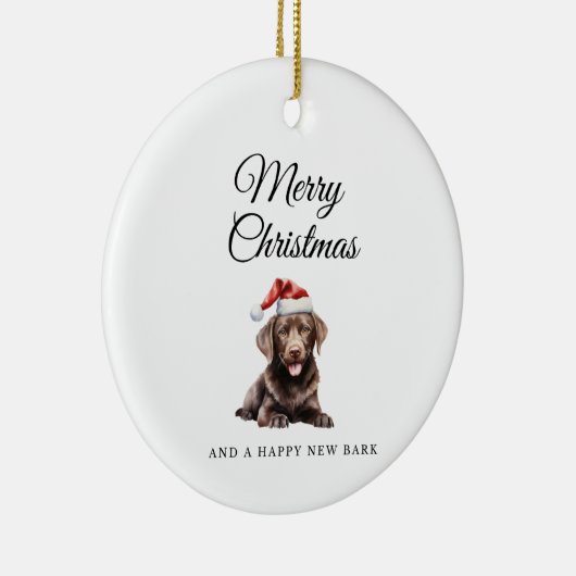 Merry Christmas Chocolate Lab keramisch ornament (Rechts)