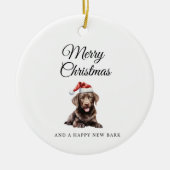 Merry Christmas Chocolate Lab keramisch ornament (Voorkant)