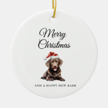 Merry Christmas Chocolate Lab keramisch ornament