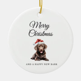 Merry Christmas Chocolate Lab keramisch ornament