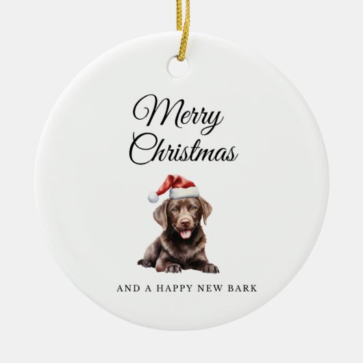 Merry Christmas Chocolate Lab keramisch ornament (Voorkant)