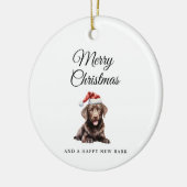 Merry Christmas Chocolate Lab keramisch ornament (Links)