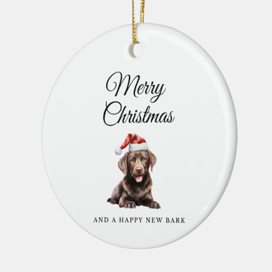 Merry Christmas Chocolate Lab keramisch ornament (Links)