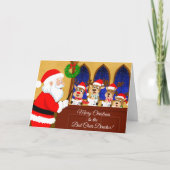 Merry Christmas Choir Director Santa with Reindeer Kaart (Voorkant)
