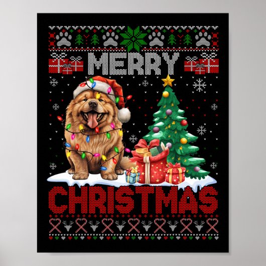 Merry Christmas Chow Chow Hondenliefhebber Familie Poster (Voorkant)