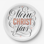 Merry CHRISTmas Christelijk Christ Jesus Kalligraf Papieren Bordje (Voorkant)