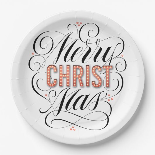 Merry CHRISTmas Christelijk Christ Jesus Kalligraf Papieren Bordje (Voorkant)