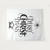 Merry CHRISTmas Christelijk Elegant Zwart Wit Wandkleed (Voorkant (horizontaal))