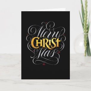 Merry CHRISTmas Christelijk Gold Script Christ Jes Kaart