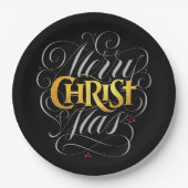 Merry CHRISTmas Christelijk Gold Script Christ Jes Papieren Bordje (Voorkant)