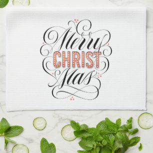 Merry CHRISTmas Christelijk Jesus Christ Calligrap Theedoek