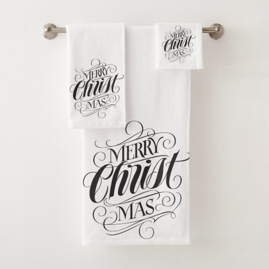 Merry CHRISTmas Christelijk kalligrafiescript Bad Handdoek (Insitu)
