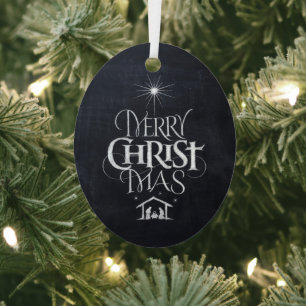 Merry CHRISTmas Christelijke Kalkbord Kalligrafie Metalen Ornament
