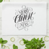 Merry CHRISTmas Christelijke Kalligrafie Lettering Theedoek (Gevouwen)
