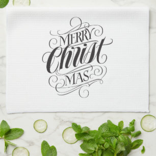 Merry CHRISTmas Christelijke Kalligrafie Lettering Theedoek