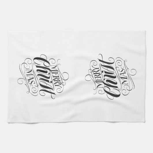 Merry CHRISTmas Christelijke Kalligrafie Lettering Theedoek (Horizontaal)
