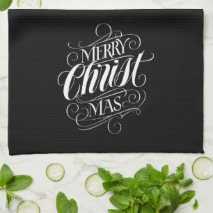 Merry CHRISTmas Christelijke Kalligrafie Lettering Theedoek