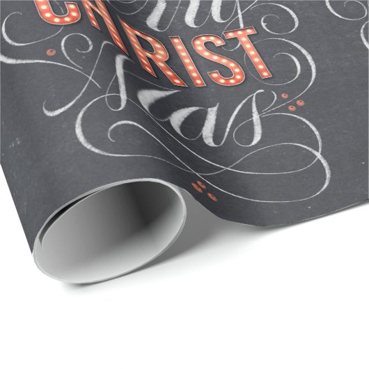 Merry CHRISTmas Christelijke Kalligrafie Script Ch Cadeaupapier (Rol Hoek)