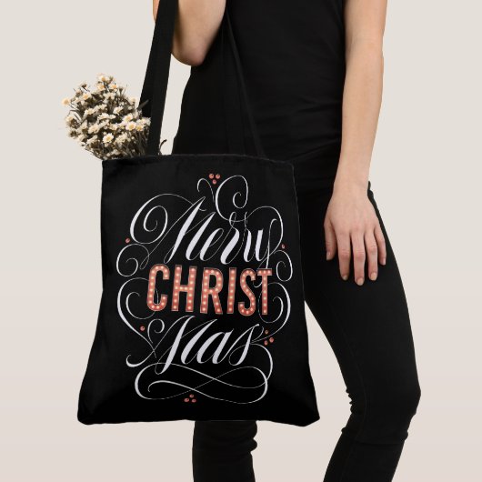 Merry CHRISTmas Christelijke Rode Christuskalligra Tote Bag (Dichtbij)