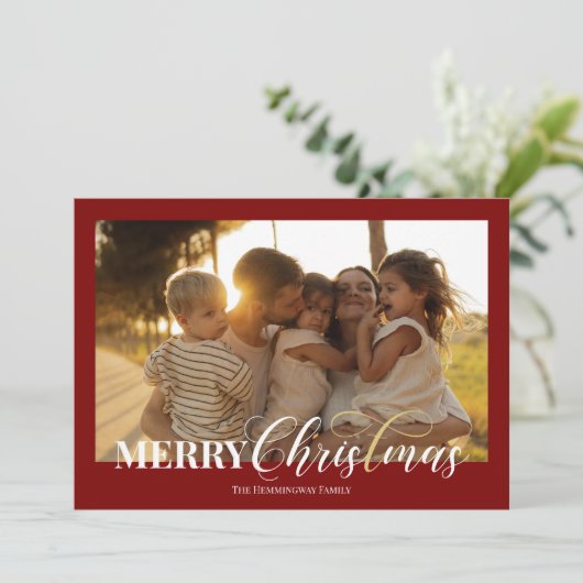 Merry Christmas Christian Holiday Photo Card Feestdagenkaart (Staand voorkant)