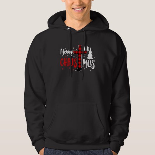 Merry Christmas Christians Buffalo Plaid 1 Hoodie (Voorkant)