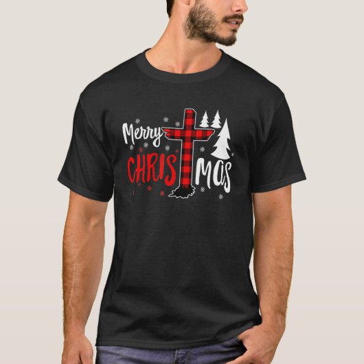 Merry Christmas Christians Buffalo Plaid 1 T-shirt (Voorkant)