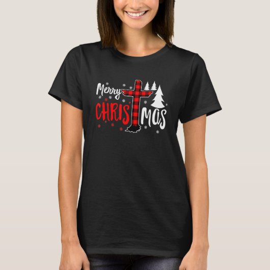 Merry Christmas Christians Buffalo Plaid T-shirt (Voorkant)
