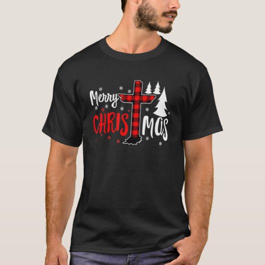 Merry Christmas Christians Buffalo Plaid T-shirt (Voorkant)
