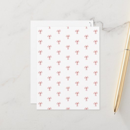 Merry Christmas, Christmas Bows Card Briefkaart (Voorkant / Achterkant in situ)