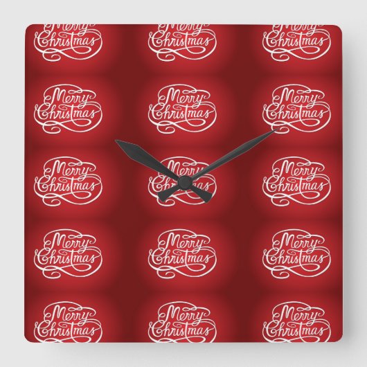 "MERRY CHRISTMAS" CHRISTMAS CLOCK VIERKANTE KLOK (Voorkant)