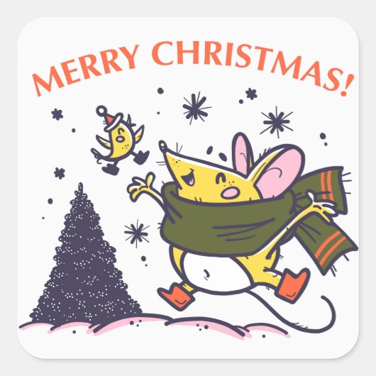 MERRY CHRISTMAS! CHRISTMAS MOUSE Sticker (Voorkant)