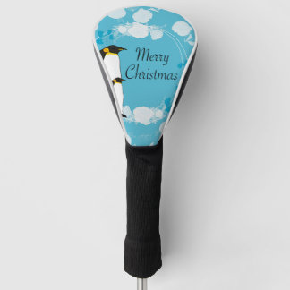 merry christmas, christmas,penguin,flowers,blue, golfheadcover