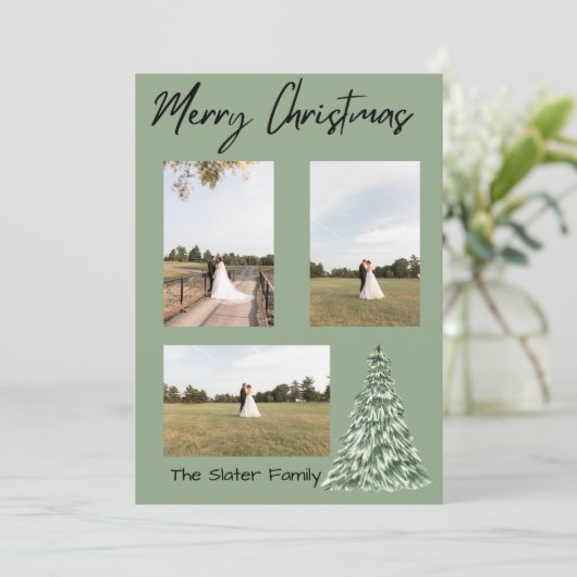 Merry Christmas Christmas Tree Card Kaart (Staand voorkant)