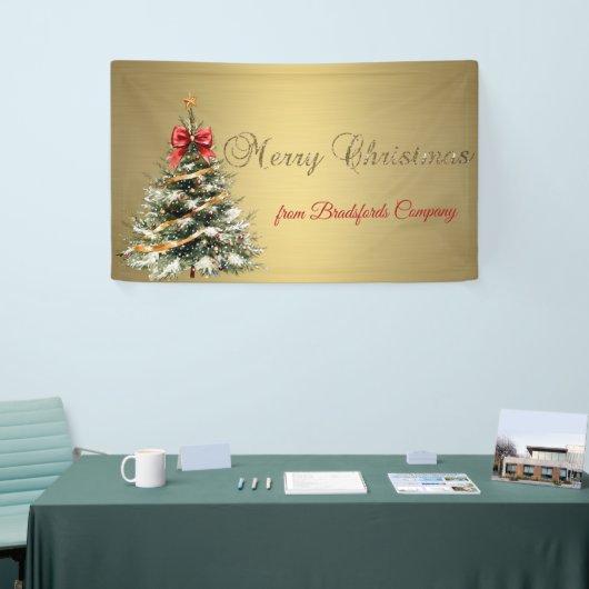 Merry Christmas,Christmas Tree,Gold Spandoek (Beurs)