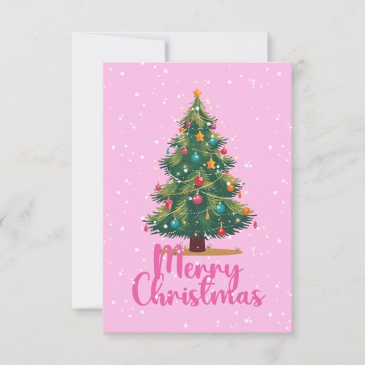 Merry Christmas, Christmas Tree, Holiday, Pink Bedankkaart (Voorkant)