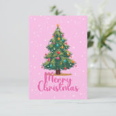 Merry Christmas, Christmas Tree, Holiday, Pink Bedankkaart (Staand voorkant)