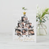 Merry Christmas Christmas Tree Photo Collage Feestdagenkaart (Staand voorkant)